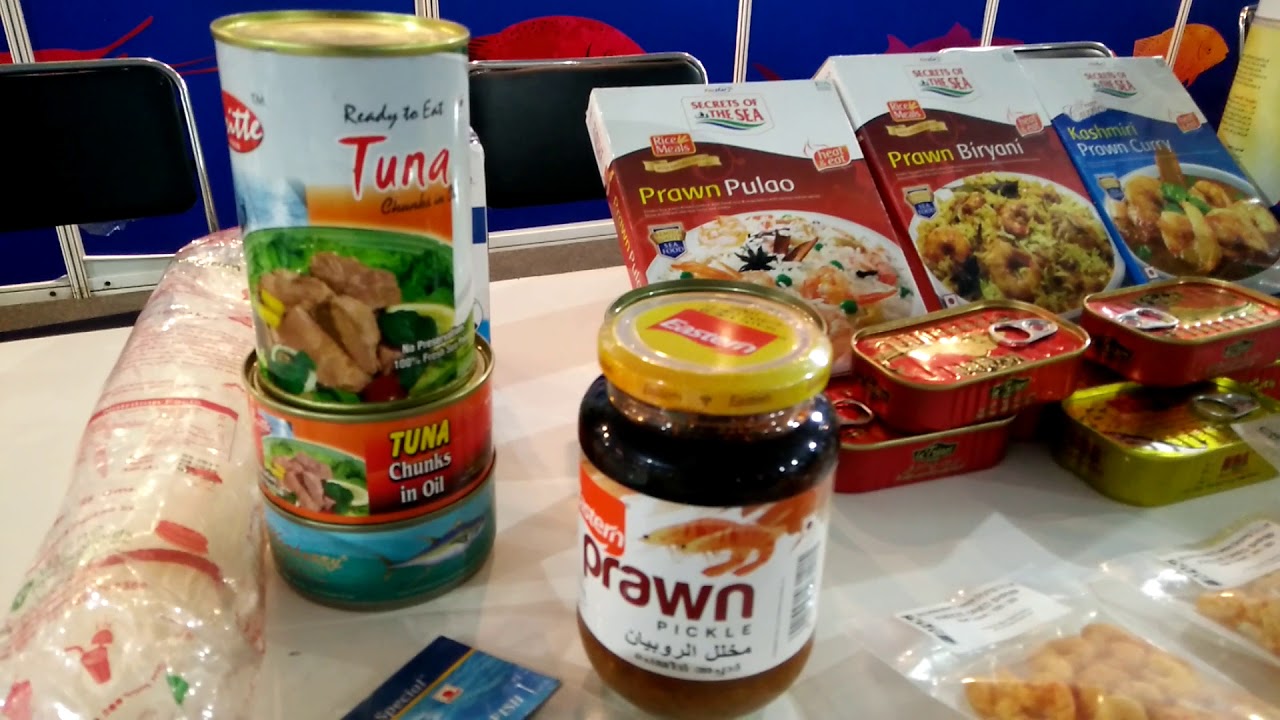 Value added fish and shrimp products displayed at India International Seafood Show 2018