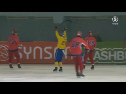 Sveriges första mål mot Ryssland i bandy-VM 2016