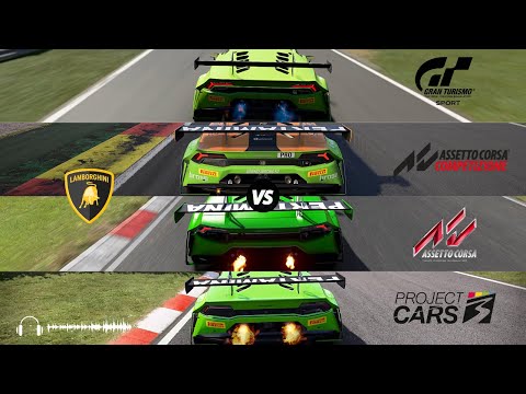 Sound Comparison - Lamborghini Huracan GT3 - GT Sport vs ACC vs AC vs Project CARS 3