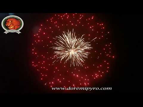 6 inch Display Shells fireworks--Red peony with brocade crown pisitil