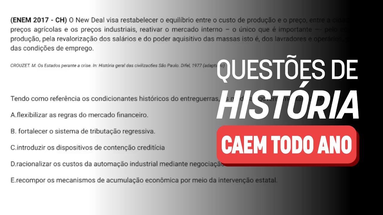 🚨 5 Questões de História que você PRECISA acertar! | Revisão ENEM 2024 #JuntosAtéaProva