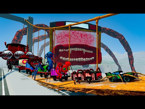 ALL MONSTERS.EXE Big & Small Cars vs Broken Bridge with BUS EATER – BeamNG.Drive