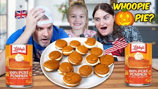 Brits Try Mini Pumpkin Whoopie Pies for the first time! (We were Not Ready!)