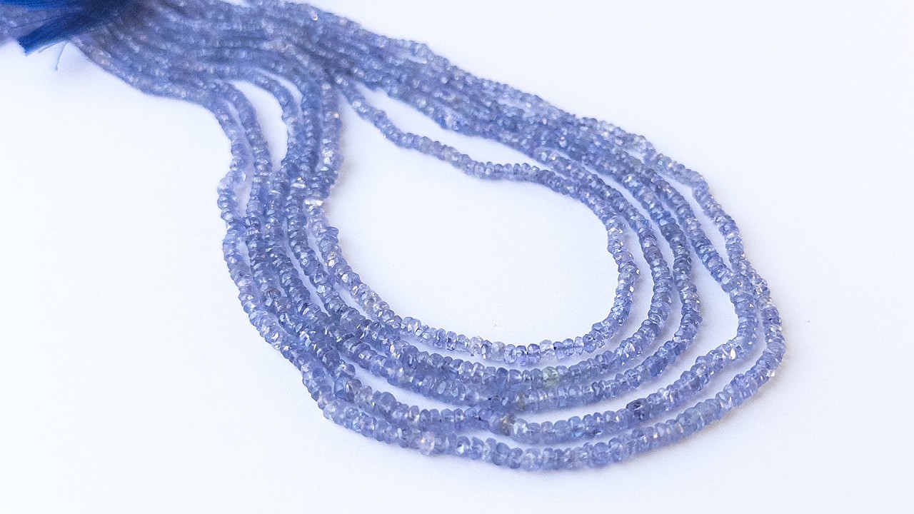 Tanzanite | Faceted Rondelle | 2.6-3mm Bead Size | 32cm Strand Length video