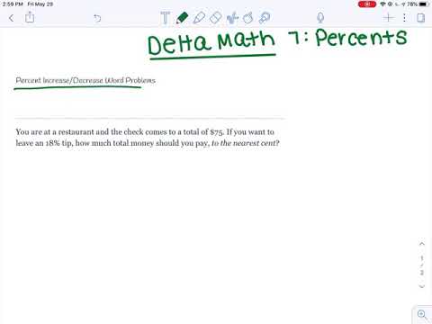 Delta A Math 7 Percents Percent Increasedecrease Word Problems Part 1