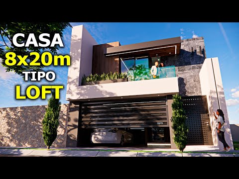 La MEJOR CASA tipo LOFT  IDEAL para FAMILIA MODERNA 8X20m