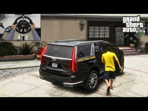 GTA 5 - Uber Driver Job: Luxury Taxi Cars | Steering Wheel Gameplay