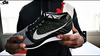 Nike Flyknit Racer Black/white/Volt "Unboxing and Review"