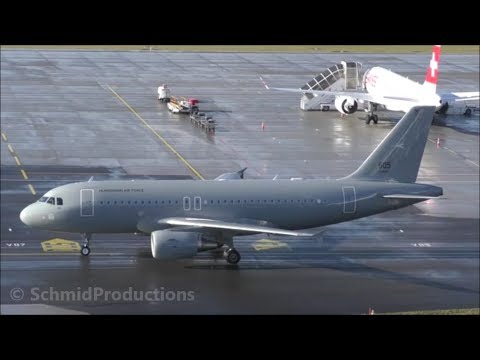 Hungarian Air Force Airbus A319 at Zürich Kloten (with live ATC)