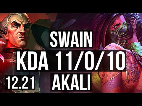 SWAIN vs AKALI (MID) | 11/0/10, Legendary, 500+ games | EUW Grandmaster | 12.21