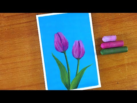 Oil Pastel Tulips Painting for beginners | Oil Pastel Drawing