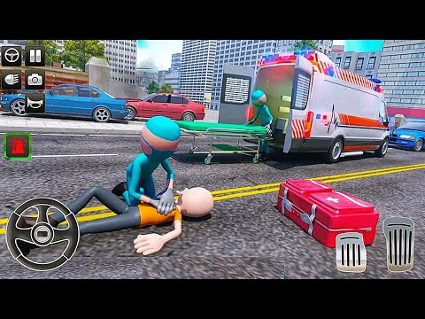 Stickman Ambulance Roof Jumping - 911 Emergency Rescue - Ambulance Game - Android Gameplay