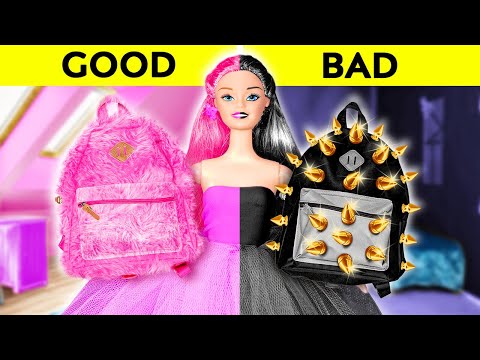 MEAN VS NICE DOLL MAKEOVER || Good vs Bad Beauty Total DIY Transformation! Tiny Crafts by 123 GO!