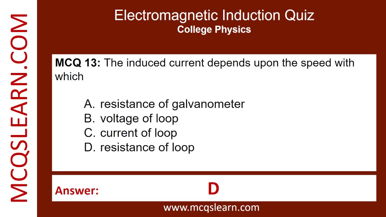 Electromagnetic Induction Quiz Questions Answers | Induction Class 11–12 Notes PDF | Ch 6 Quiz | App