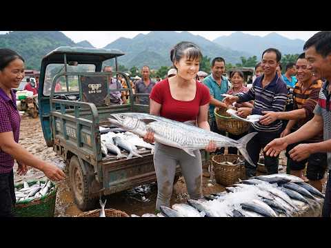 Pulling 5,000 Giant Fish Nets From The Lake | 3-Wheel Truck Overflowing To Village Market
