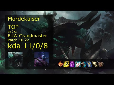 Mordekaiser vs Jax Top - EUW Grandmaster 11/0/8 Patch 10.22 Gameplay