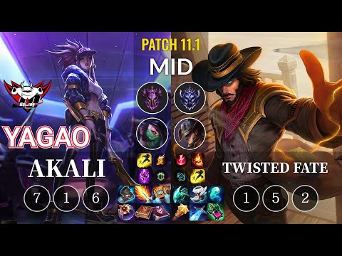 JDG Yagao Akali vs Twisted Fate Mid - KR Patch 11.1
