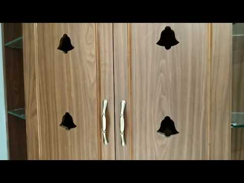 Pooja Room Door Carving/ Rs 40000 Pooja Unit/ Bell Cuts and Simple Carving in Pooja Room