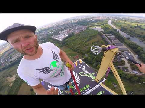 Kamil vs komin 222m - Skok z komina - Dream Jump Głogów