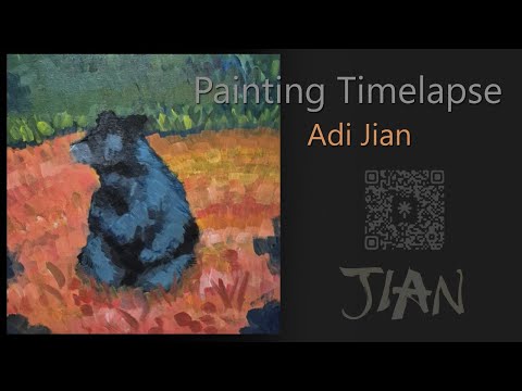 Adi Jian Art Timelapse Painting - Colorful Bear Landscape - 40cm x 40cm
