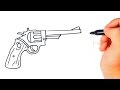 How to draw a Revolver | Revolver Gun Easy Draw Tutorial