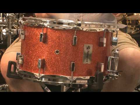 Tempus 8x14 Fiberglass Snare Drum - Orange Glitter