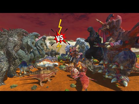 Evolved Godzilla 2024 + Dinosaur Team  Vs Mechagodzilla + Destoroyah + Shin Godzilla Team - ARBS