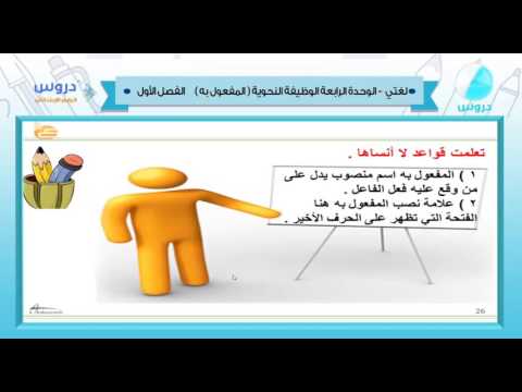 الرابع الإبتدائي | الفصل الدراسي الأول 1438 | لغتي | الوحدة الثالثة - المفعول به