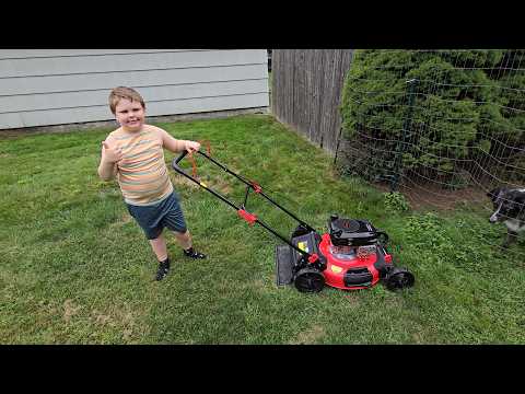 Our New Lawnmower! | Yard Work videos for kids