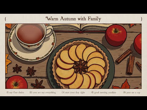 baked apple pie and tea for a warm autumn with family