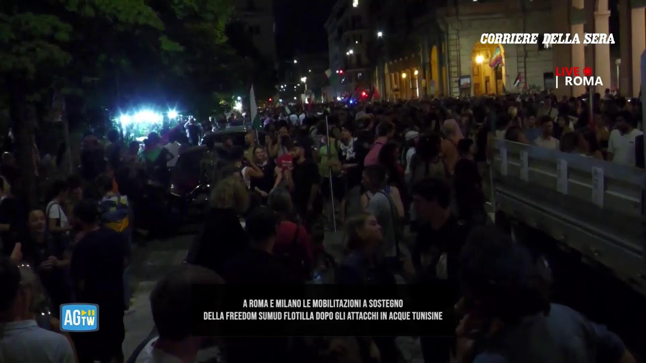 Le mobilitazioni per la Freedom Sumud Flotilla a Roma, Milano e Siracusa