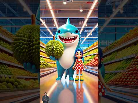 🌟 Shark's Day Out: Durian Adventures with a Polka-Dot Princess! 🦈Meaw Verse #cat #cute#love #shorts