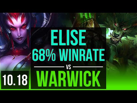 ELISE vs WARWICK (JUNGLE) | 68% winrate, KDA 8/2/9 | KR Diamond | v10.18