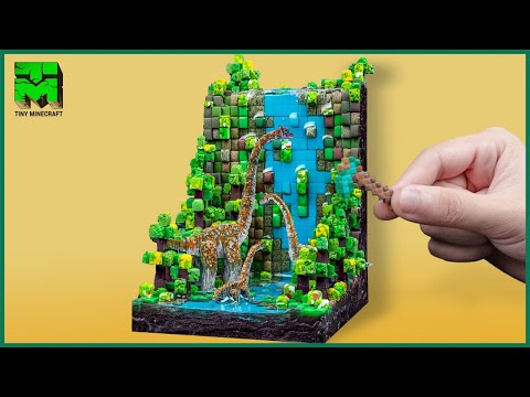 Making Minecraft Jurassic World Dinosaur Waterfall Miniature - clay ASMR
