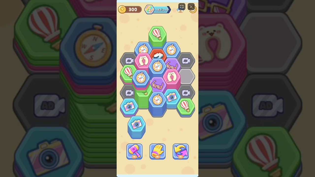 Hex Triple Match Gameplay Walkthrough showing chain reactions and power-ups