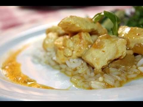 Pavo con leche de coco al curry y arroz basmati