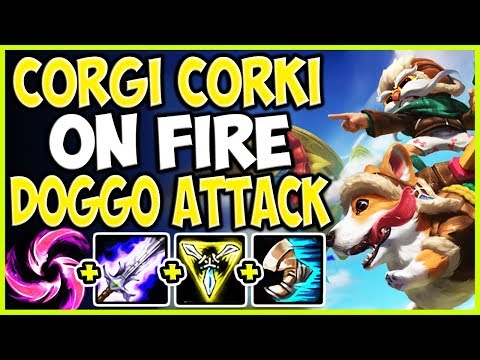 TOP LANE CORGI CORKI NEW SKIN ON FIRE! DANGEROUS DOGGO ATTACKS! TOP Corki vs Urgot S9 PBE Gameplay