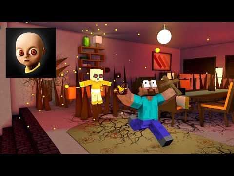 PixelCraft Animation - THE HORROR BABY IN YELLOW CHALLENGE - Monster School Minecraft Animation