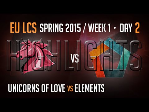 Unicorns of Love vs Elements (Highlights) | S5 EU LCS Spring 2015 Week 1 Day 2 Game 5 | UOL vs EL