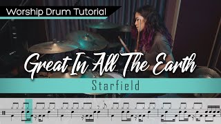 Great In All The Earth - Starfield || Worship Drumming Tutorial (with sheet music)
