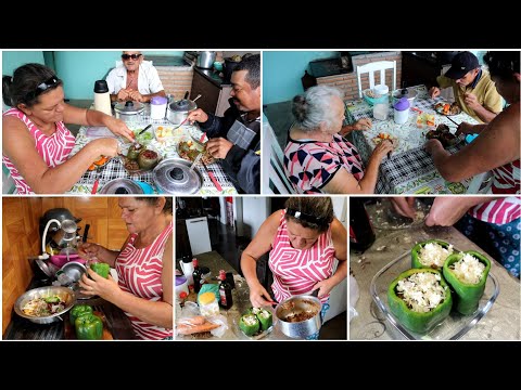 FAMILY LUNCH 🥰🙏🏼 SPECIAL RECIPE STUFFED PEPPER WITH MEAT AND CHEESE 😋 THEY ATE WITH DESIRE😱
