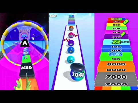 Insane Jelly Tube Run 2048 (268B → ^) VS Ball Merge 2048 VS Number Run 🔥 3 in One Gameplay