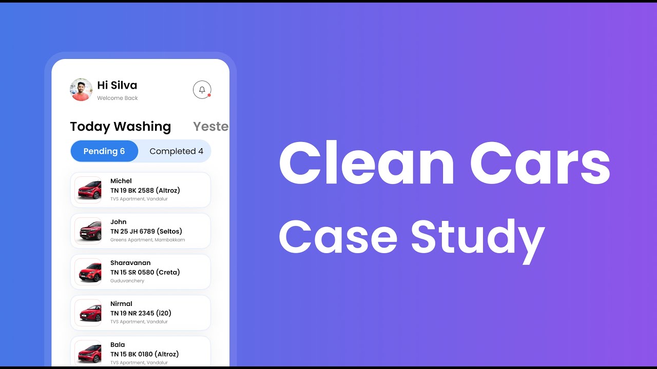 Clean Cars prototype of mobile app done in Figma.