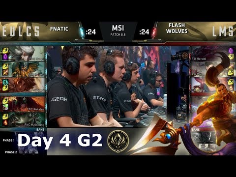 Fnatic vs Flash Wolves | Day 4 LoL MSI 2018 Main Event Group Stage | FNC vs FW