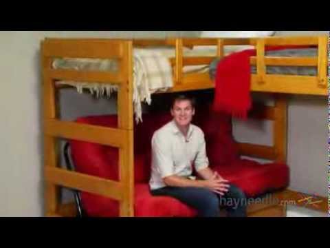 Woodcrest Heartland Futon Bunk Bed with Extra Loft Bed - Product Review Video