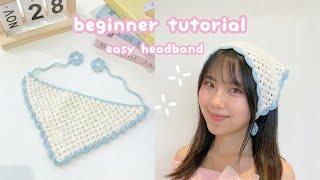 crochet headscarf bandana beginner tutorial | crochet for beginner headband accessory
