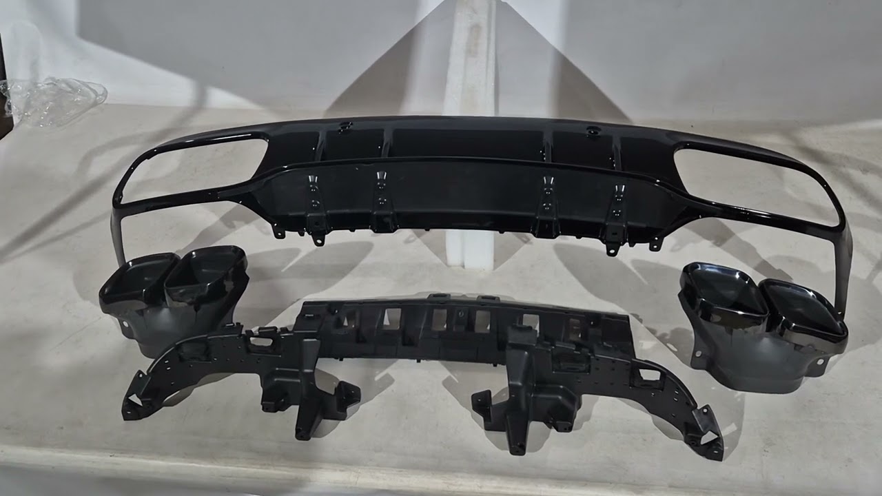 Mercedes C-class W205 2014-2021 Rear diffuser with tips Black (for Coupe design AMG63) Video 1