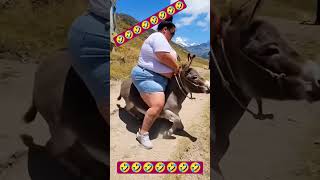 Fat Girl Sitting on Donkey 🤣🤣 #shorts #youtubeshorts #viral #funny #comedy #funnymoments #cute #girl