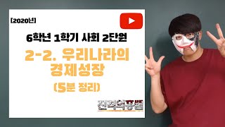 [5분정리] 6학년 1학기 사회 2단원 (2) 우리나라의 경제성장 - [진격의홍쌤] / 2020년