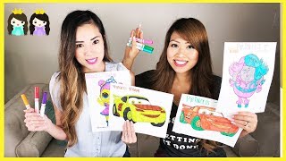 3 Marker Challenge with Princess ToysReview! LOL Surprises, Trolls, and Disney Cars